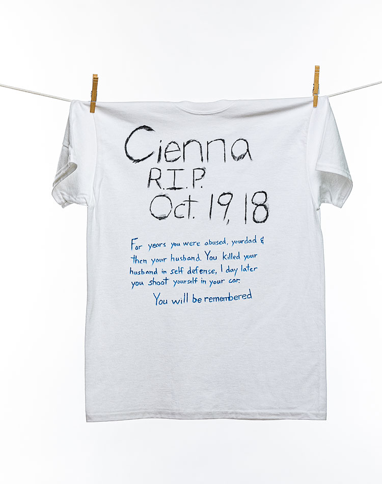 
								CiennaR.I.P.Oct. 19, 18
								For years you were abused, your dad & then your husband. You killed your husband in self defense, 1 day later you shoot yourself in your car.
								You will be remembered
							